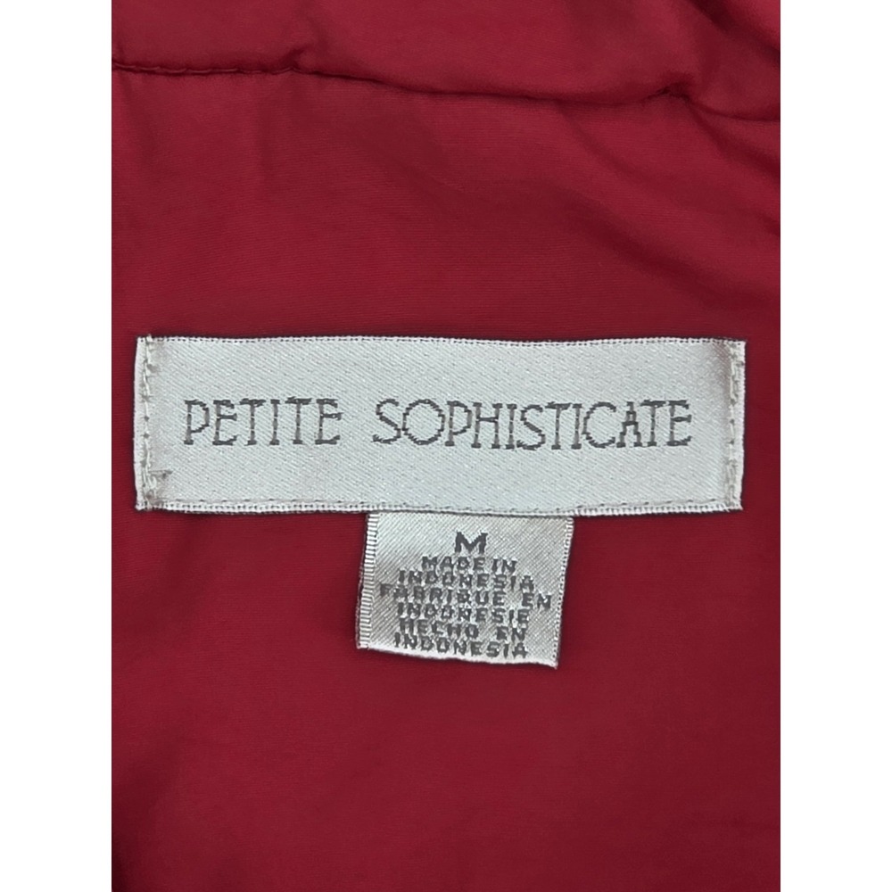 Petite Sophisticate Quilted Jacket Women's Medium Red Zip Front Turns Into Vest - Picture 9 of 10